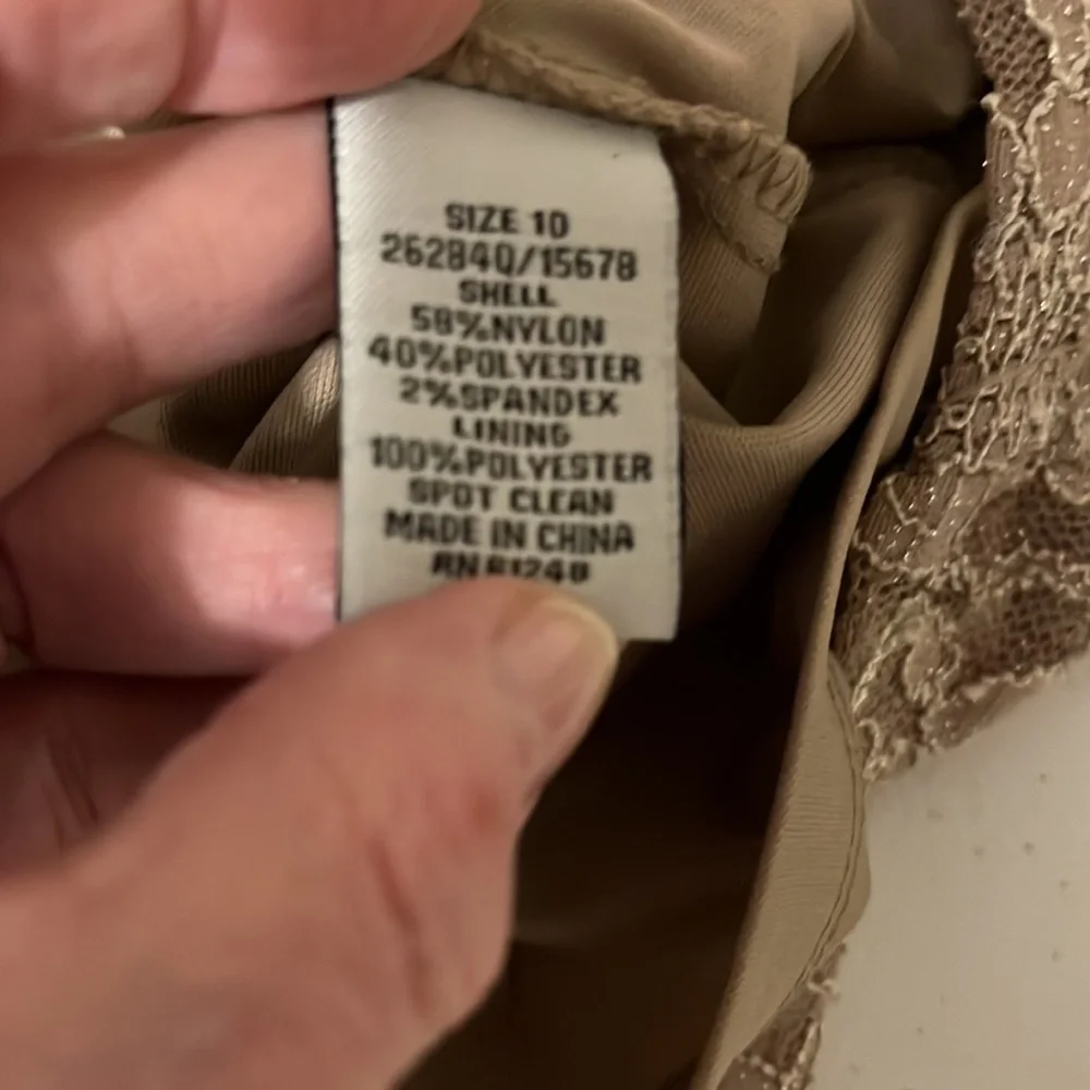 Jackie Jon beige lace cocktail dress . Sz 10